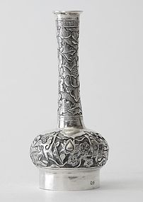 Small Chinese Export Silver Vase w. Dragons, c. 1920.