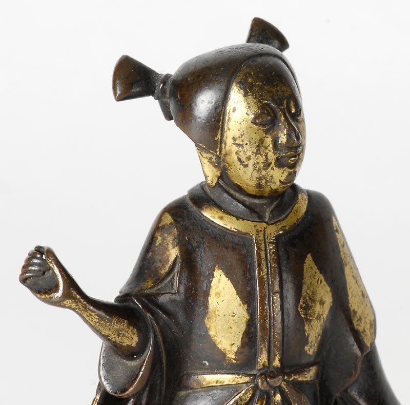 Chinese Ming Bronze Figure of Immortal "He Xiangu".