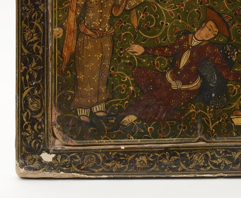 Persian Lacquer Papier Mache Mirror Case, 18th/19th C