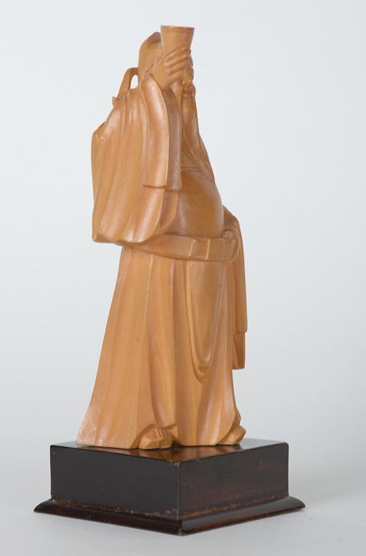 Old Chinese Boxwood Carving Statue of Li Bai, c. 1950.