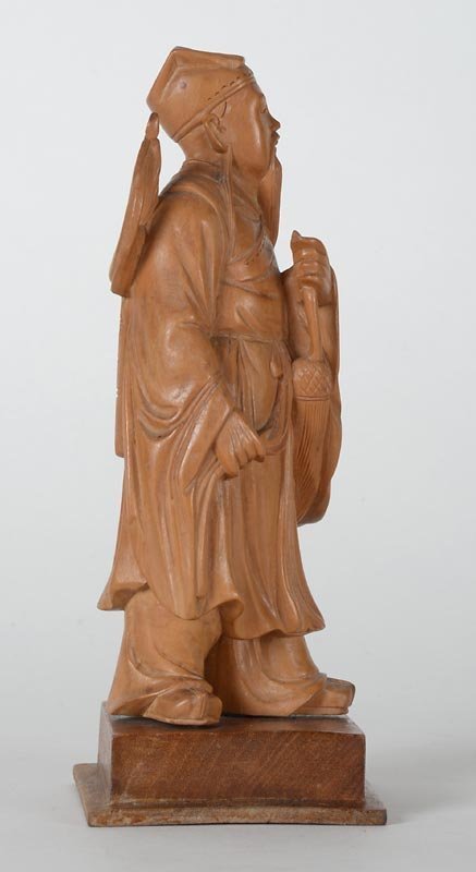 Old Chinese Boxwood Carving Statue of Lu Dongbin.