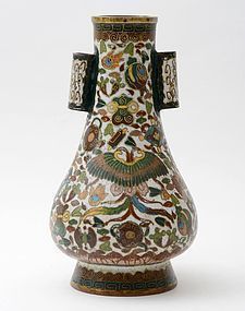 Japanese Cloisonne Enamel "Arrow Toss" Vase, 19th C.