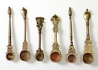 Collection of 6 Indian Bronze Ritual Spoons "Pali".