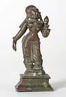 Indian Miniature Bronze Statue of Goddess Sri Devi.