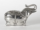 Cambodian Figural Silver Betel Box in Elephant Shape,  c. 1920.