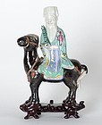 Chinese Porcelain Figure of Immortal Zhang Guolao Riding on a Mule.