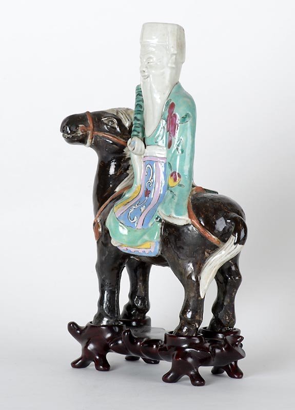 Chinese Porcelain Figure of Immortal Zhang Guolao Riding on a Mule.