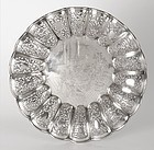 Chinese Export Silver Salver Tray with Opera Scene, Marked.
