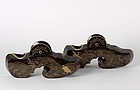 Pair of Japanese Lacquer Wood Sumitsubo, Reel for Ink Line, Meiji.
