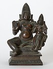 Antique Indian Bronze Figure Group of Lakshmi-Narayana.