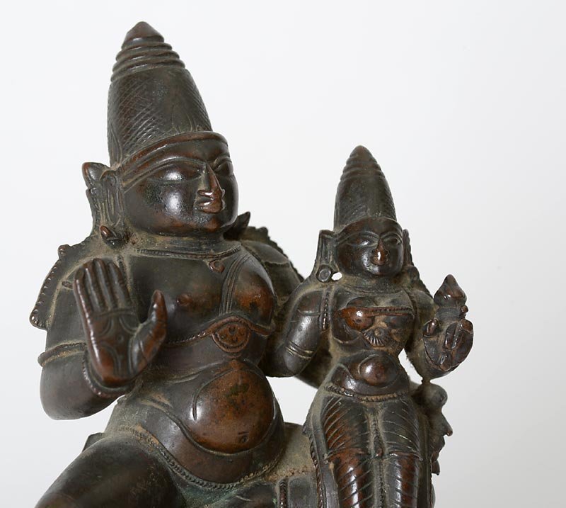 Antique Indian Bronze Figure Group of Lakshmi-Narayana.