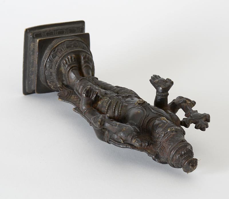 Old Indian Bronze Figure of Four-Armed Vishnu.