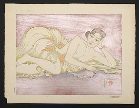 Paul Jacoulet - "Premier Amour-Jeune Fille de Yap" Woodblock 1st Ed.