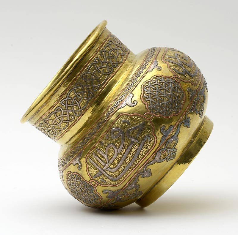 Antique Silver &amp; Copper Inlaid Cairoware Jar, Egypt.