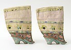 A Pair of Chinese Embroidered Silk Lotus Shoes w. Heels, 19th C.