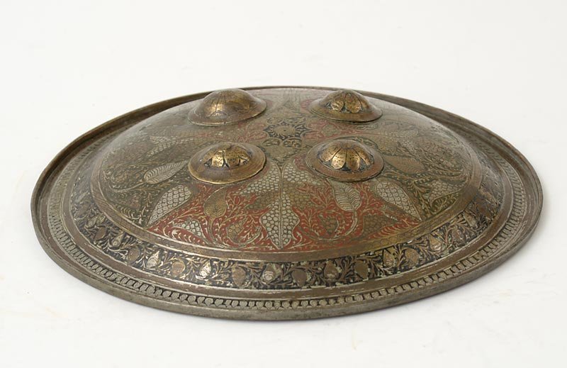 Antique Indian Dhal Bronze Shield with Enamel, c. 1900.