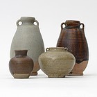 Lot of 4 Antique Thai Ceramics w. Celadon & Brown Glaze, c. 17 th C.