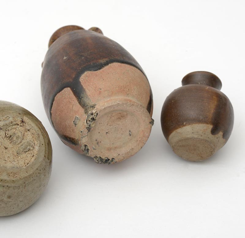 Lot of 4 Antique Thai Ceramics w. Celadon &amp; Brown Glaze, c. 17 th C.