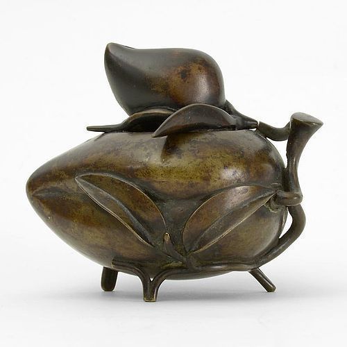 Antique Chinese Peach Shaped Bronze Censer, 18th /19th C.