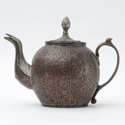 Antique Islamic Tinned Copper Tea Pot.