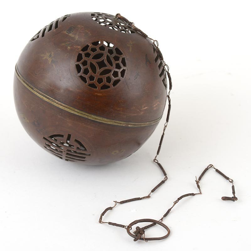 Rare Chinese Copper Spherical Incense Burner, 18th / 19th C.