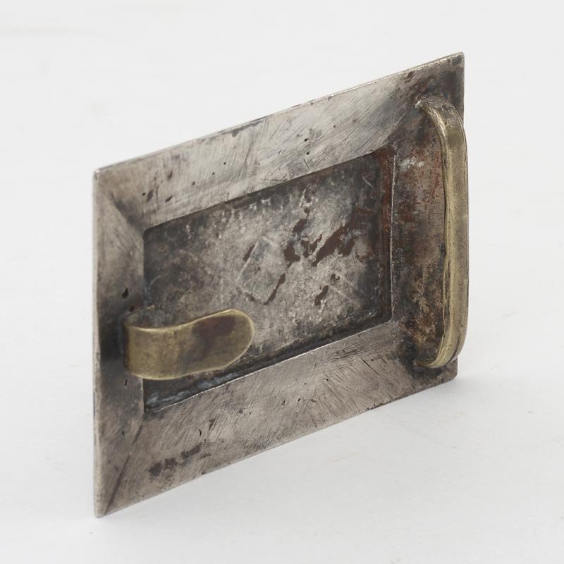 Antique Caucasian Silver Niello Belt Buckle with Gilding, Dated 1868.