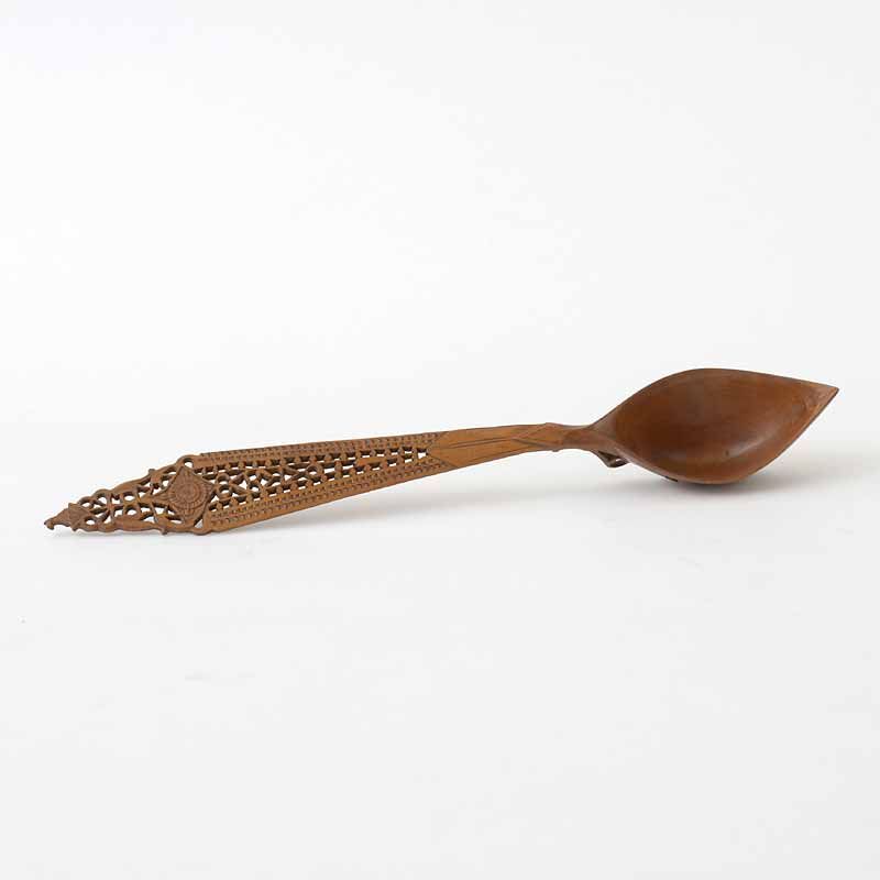 Persian Carved & Pierced Wooden Sherbet Spoon, 19th C.