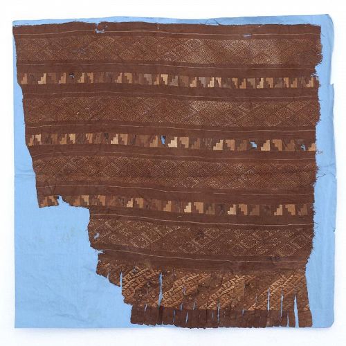 Precolumbian Chancay or Chimu Woven Tunic Fragment w. Tapestry.