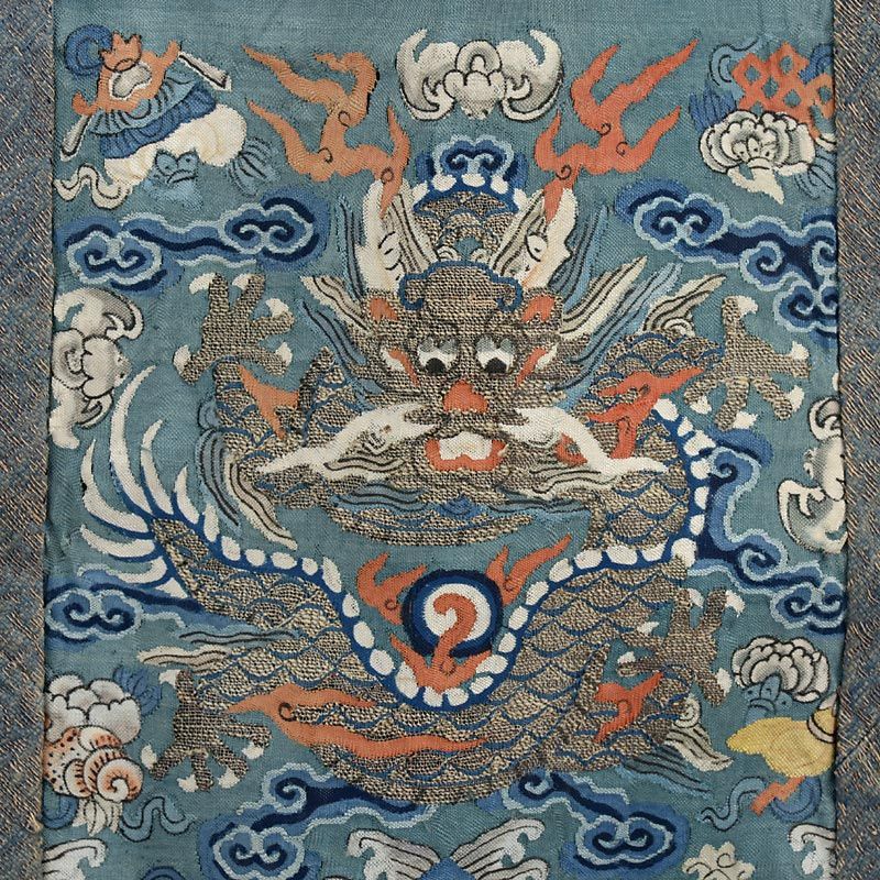 Rare Chinese Quasi-Official Kesi Silk Tapestry Skirt Apron, Mid 19th C