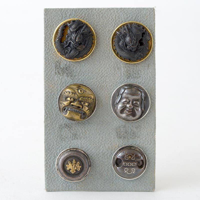 Collection of Six Japanese Mixed Metal Buttons, Meiji.