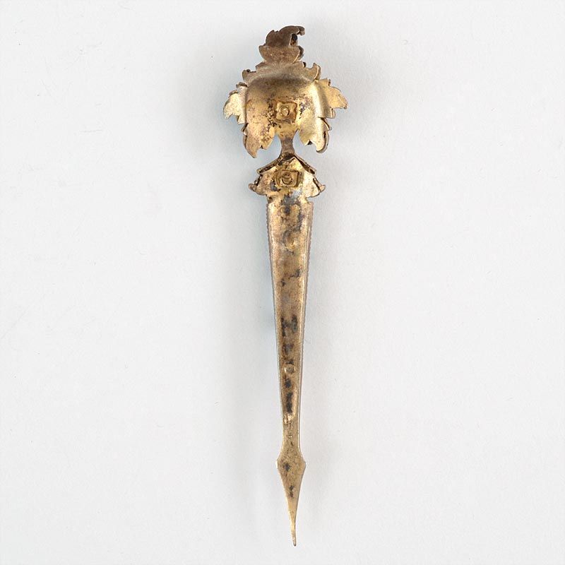 Antique Straits Chinese Gilt Silver Hairpin, Singapore.