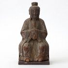 Chinese Wood Sculpture of a Daoist Immortal, Ming Dynasty.