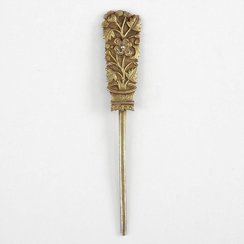 Antique Chinese Gilt Silver Hairpin, Marked.