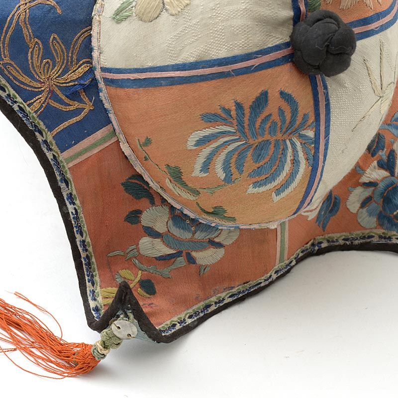 Antique Chinese Embroidered Child's Silk Hat, Qing Dynasty.