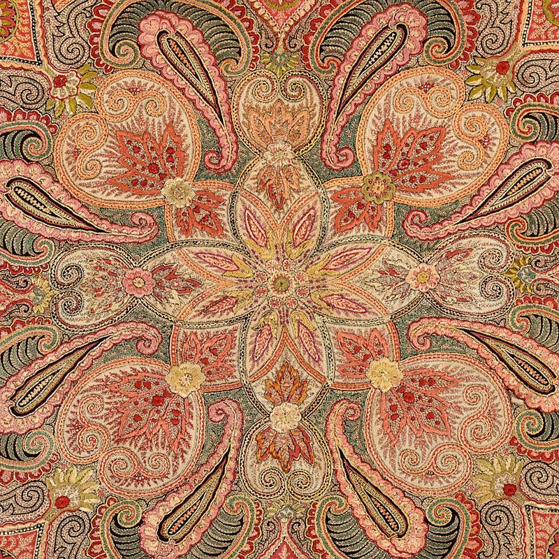 Antique Indo-Persian Silk Embroidered Wool Cover in Kashmir Style.