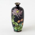 Japanese Ginbari Cloisonne Vase with Chrysanthemun, Meiji.