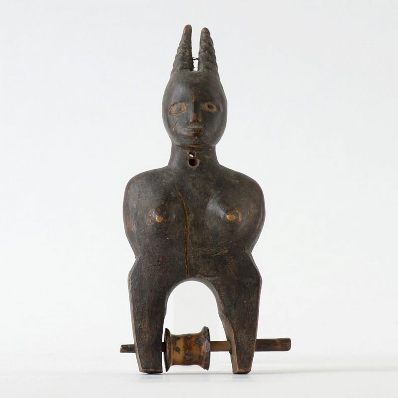 African Tribal Anthropomorph Wood Heddle Pulley, ex Coll. Graffenried.