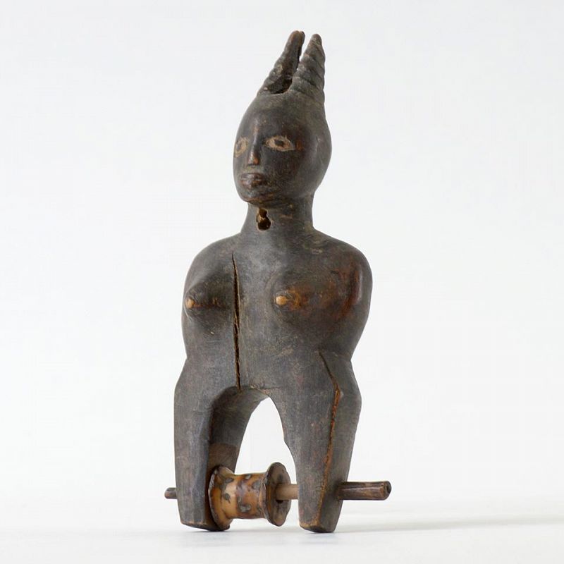 African Tribal Anthropomorph Wood Heddle Pulley, ex Coll. Graffenried.