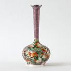Korean Silver Cloisonne Vase with Peaches and Bats.