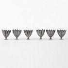 A Set of Six Antique Ottoman Silver Niello Zarf Cups with Tughra Mark.