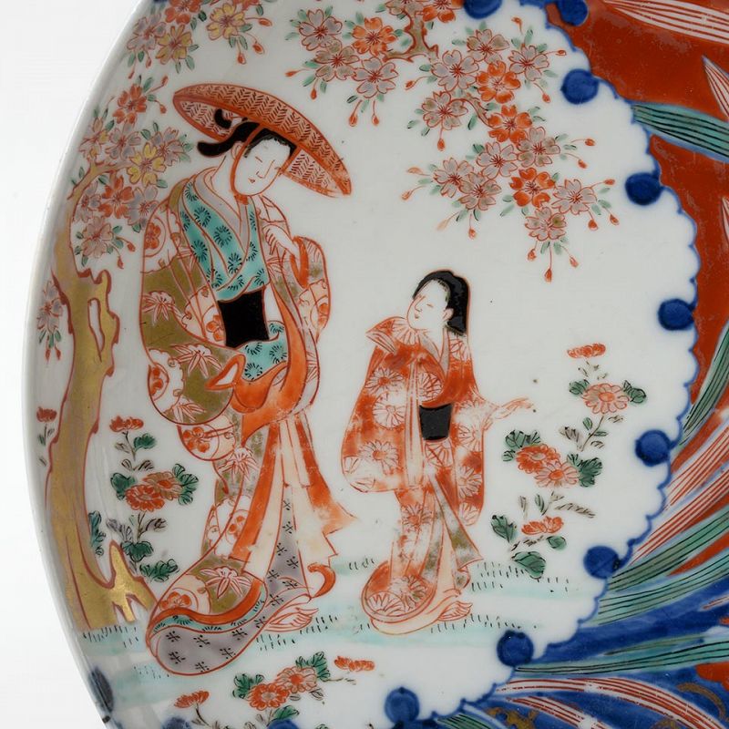 A Rare Pair of Japanese Arita Ko Imari Porcelain Dishes, 18th C.