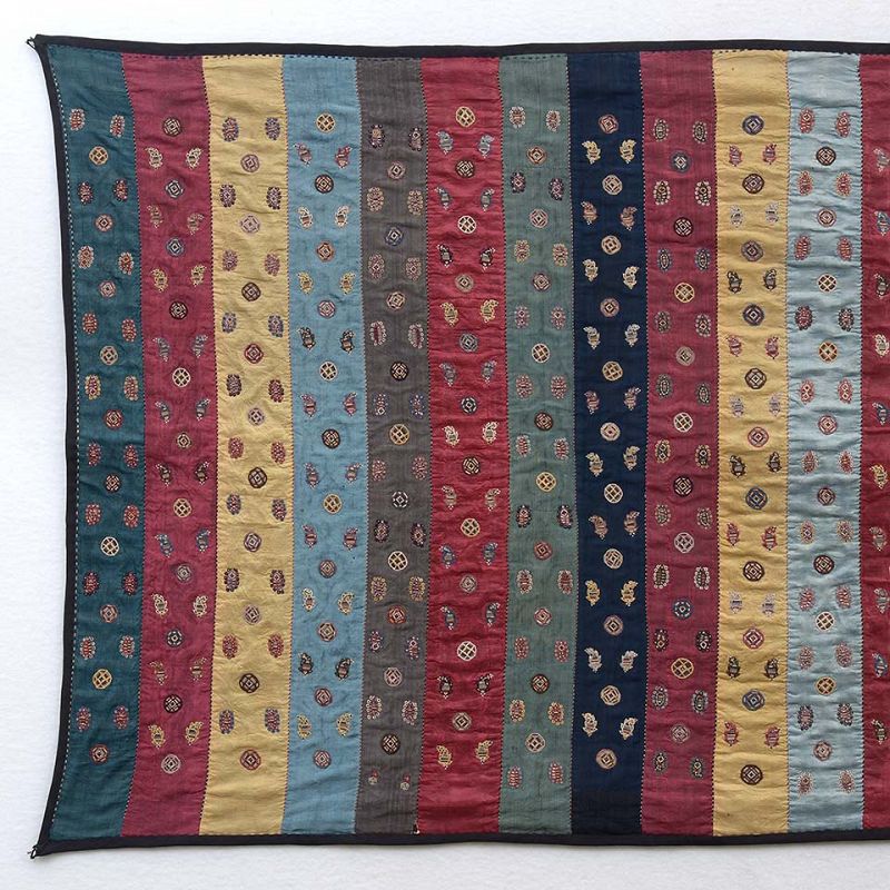 Fine Antique Zoroastrian Silk Embroidery Textile Panel, Persia / India
