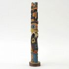 Inscribed Wooden Tlingit Model of a Totem Pole, dated New York 1931.