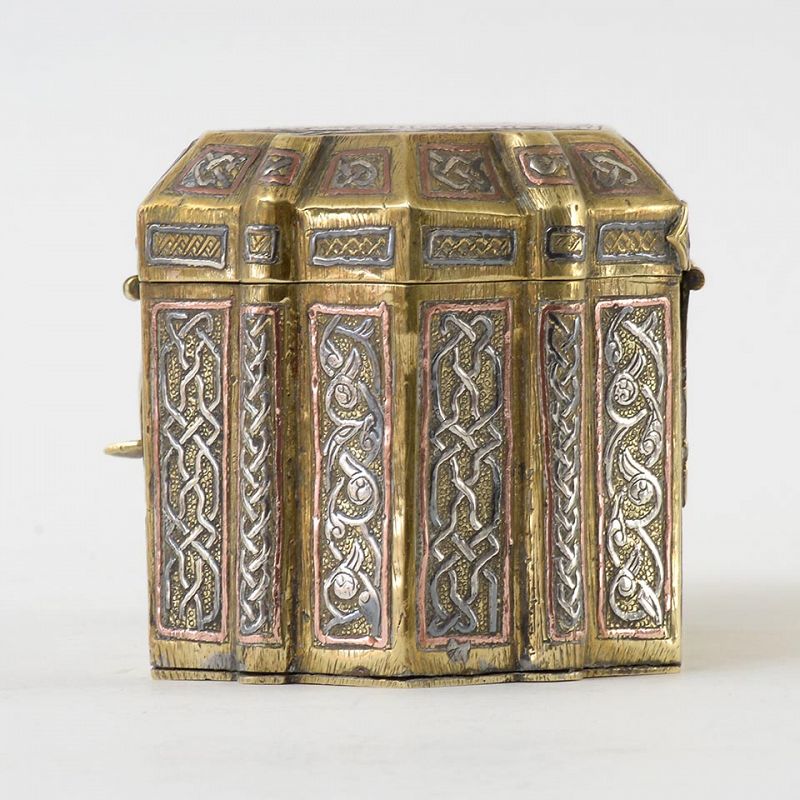 Antique Silver Inlaid Mamluk Revival Cairoware Box, Egypt or Syria.