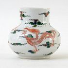 Chinese "Famille Verte" Porcelain Vase with Dragon, 19th Century.