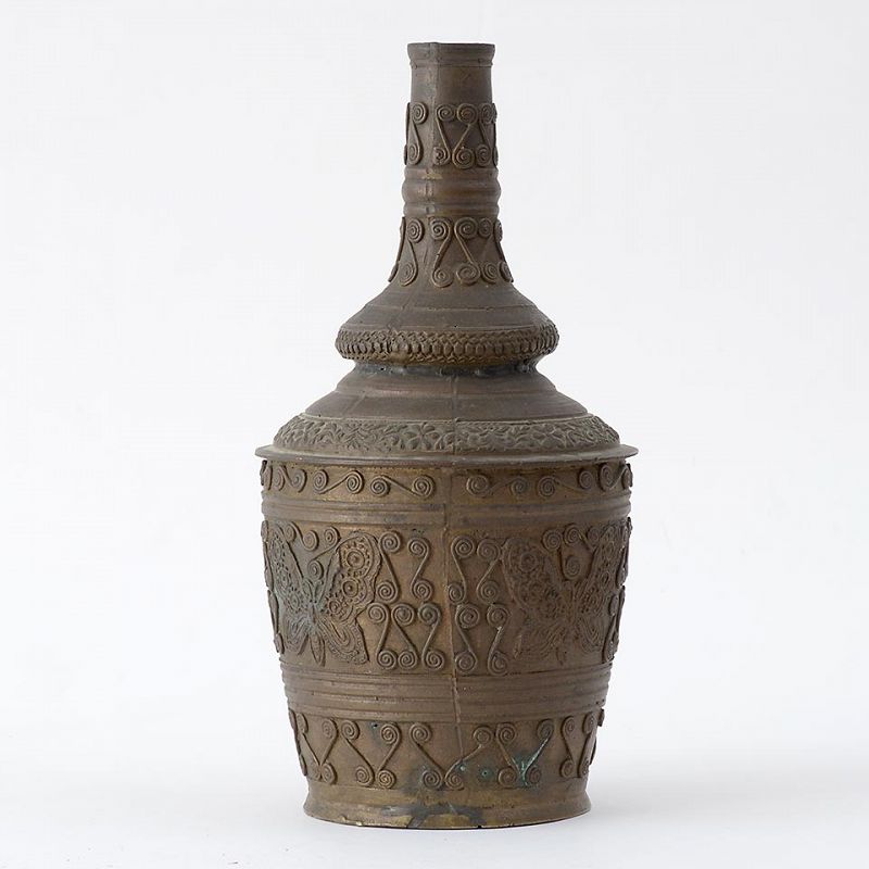 Old Malay Minangkabau Brass Bottle Vase, Sumatra-Indonesia.