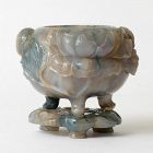 Chinese Carved Agate Tripod Censer with Stand, 20th C.