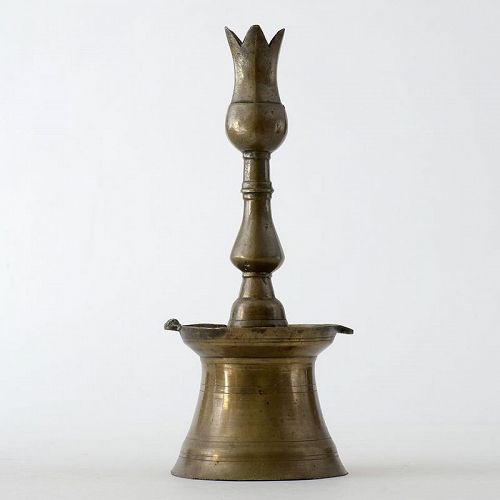 An Ottoman Brass Tulip Candlestick, Turkey 17th C.