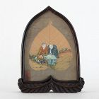 Chinese Bodhi Tree Leaf Buddhist Painting as Table Screen, 19th C.