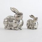 Two Old Cambodian Figural Silver Betel Boxes in Rabbit Form, c. 1950.